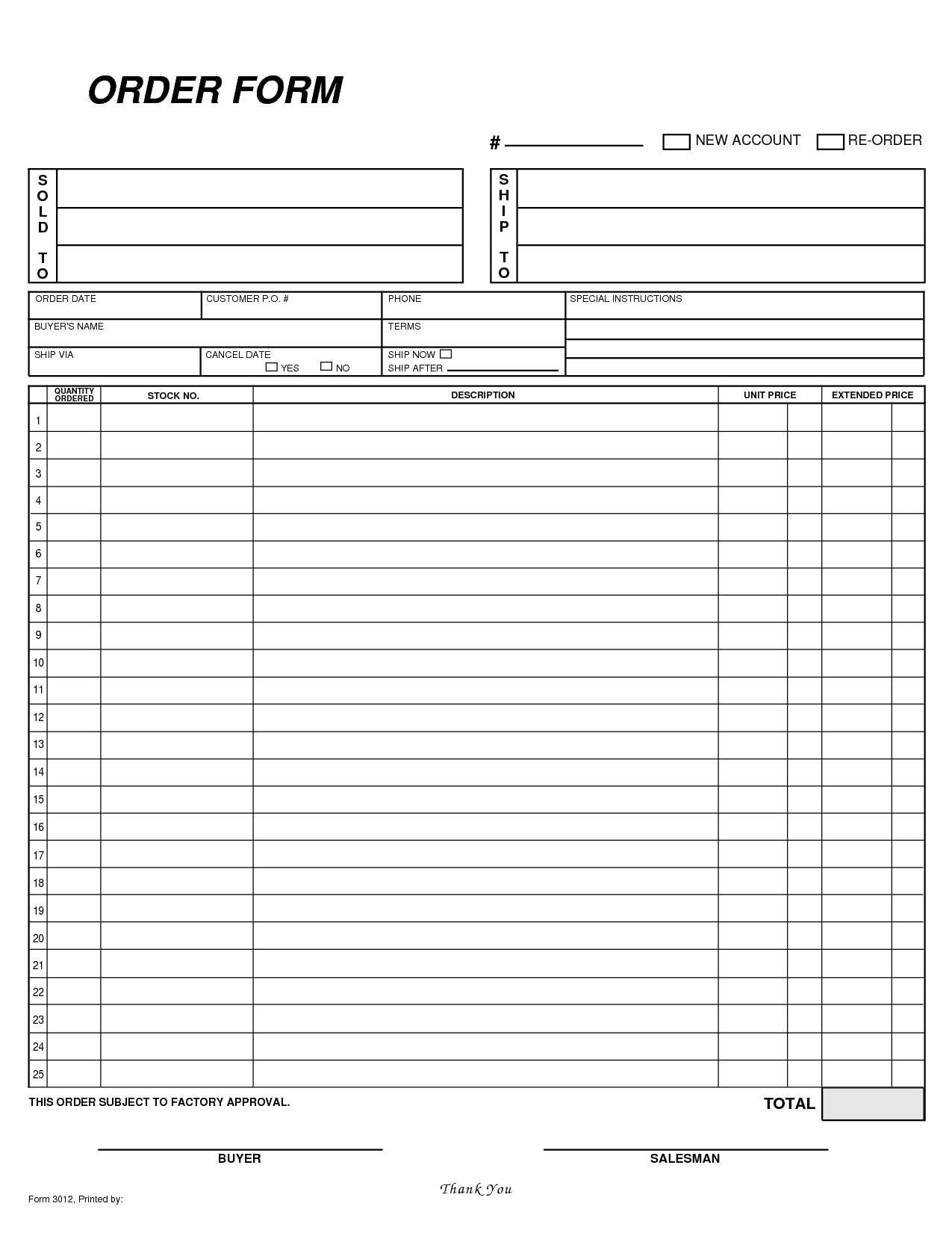 Blank Order Forms 10 Free PDF Printables Printablee Blank Order Forms 10 Free PDF Printables Printablee
