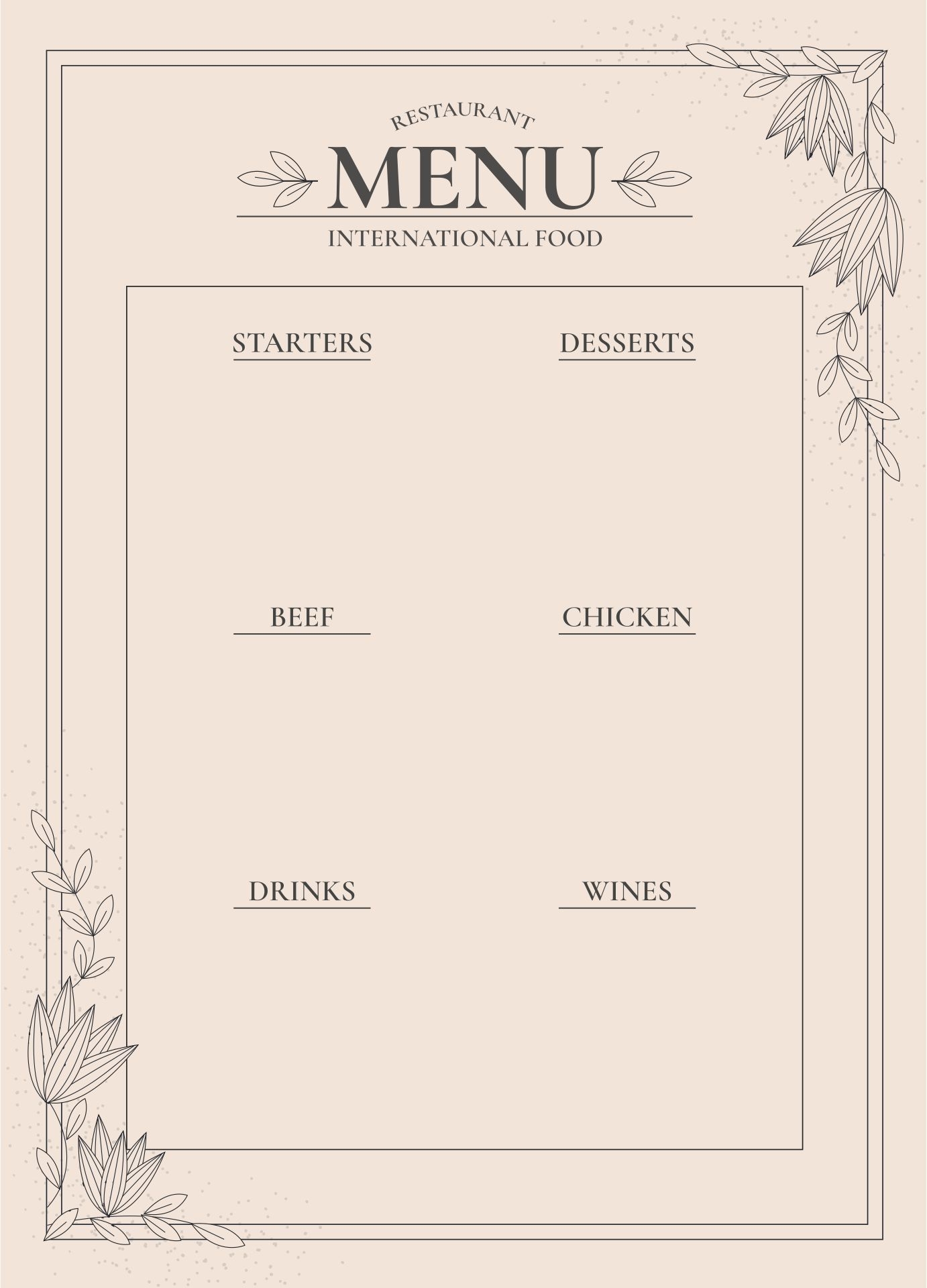 Blank Restaurant Menus 10 Free PDF Printables Printablee Blank Restaurant Menus 10 Free PDF Printables Printablee