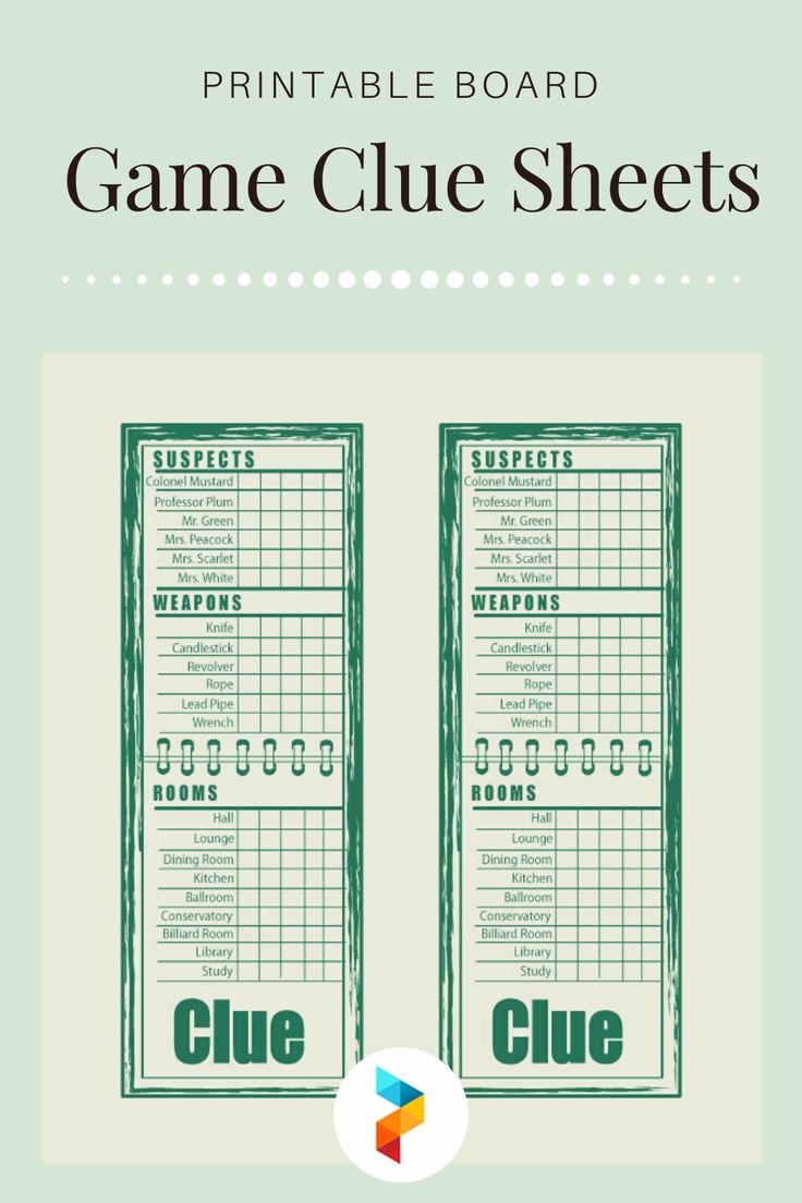 Board Game Clue Sheets 10 Free PDF Printables Printablee