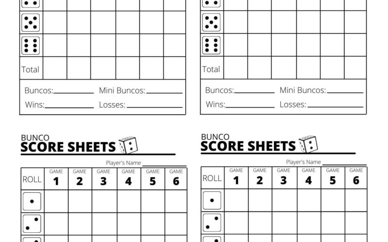 Bunco Score Sheets X4 Bunco Score Sheets Printable PDF Etsy
