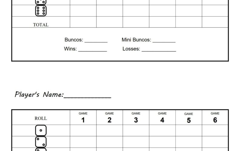 Bunco Scoresheet Template PDF Agile