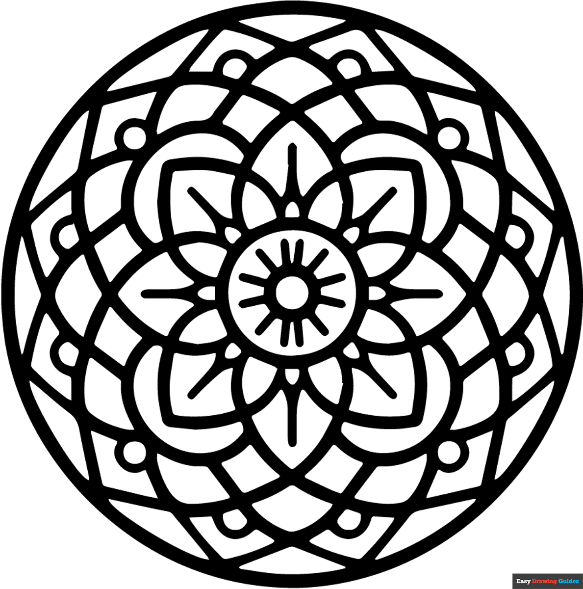 Calming Mandala Coloring Page Easy Drawing Guides