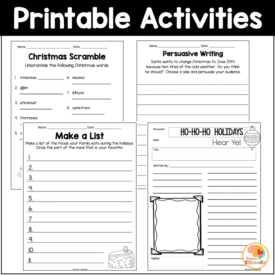 Christmas Literacy Worksheets And Activities NO PREP Made By Teachers Christmas Literacy Worksheets And Activities NO PREP Made By Teachers