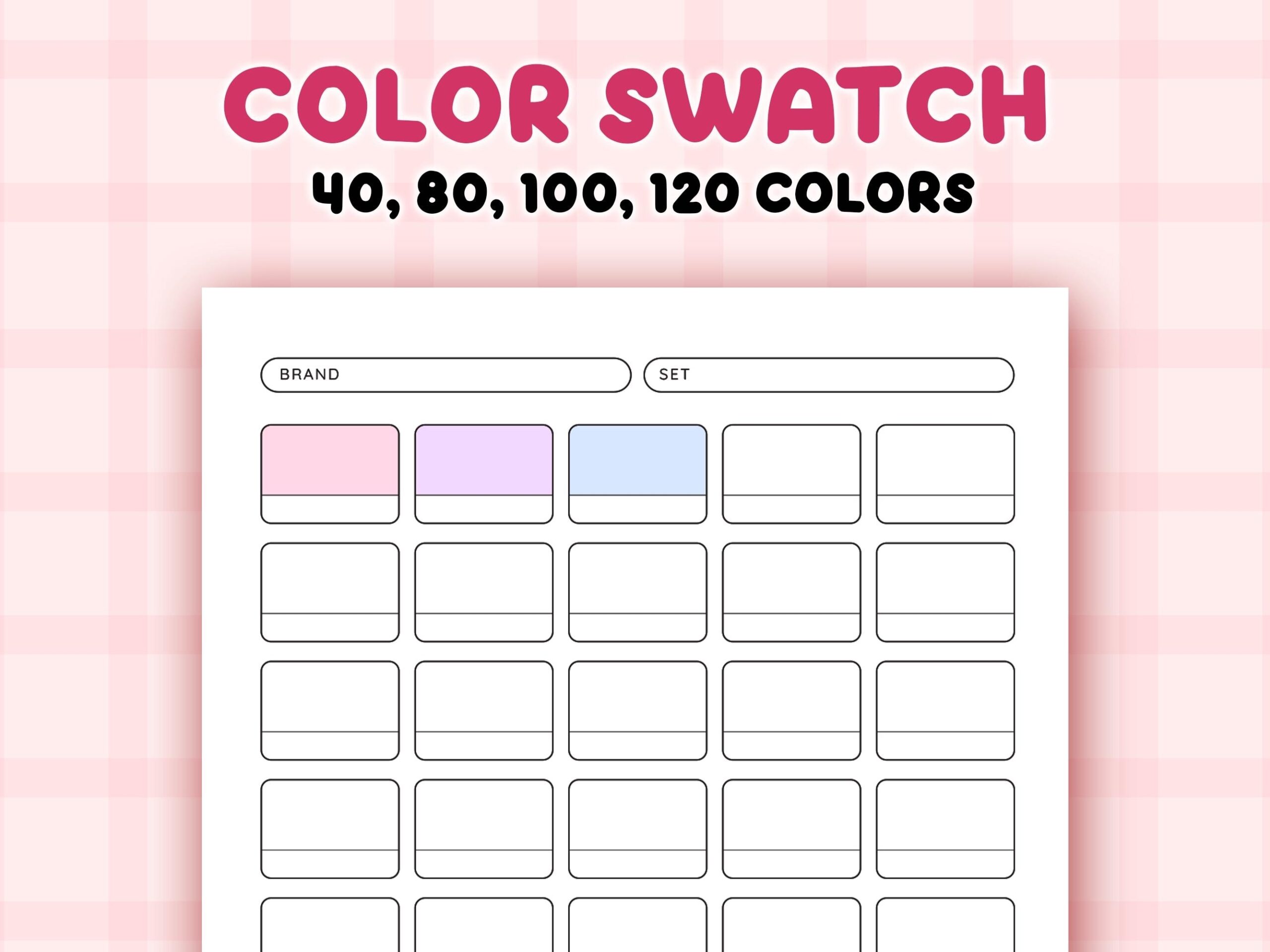 Color Swatch Chart Printable Blank Color Swatches Sheets PDF Alcohol Markers Blank Color Chart Printable 40 80 100 120 Color Test Etsy