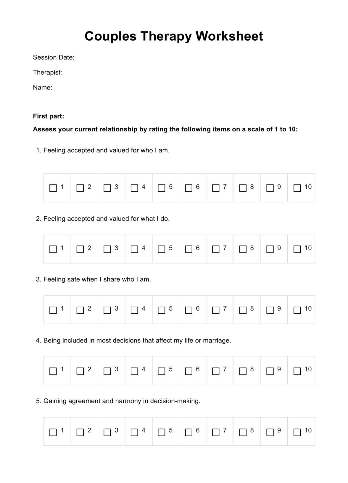 printable couples communication worksheets