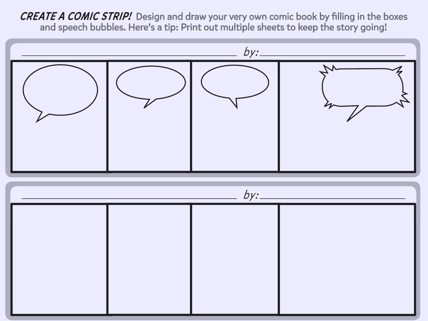 Create A Comic Strip Printable Template Worksheets Printables Create A Comic Strip Printable Template Worksheets Printables