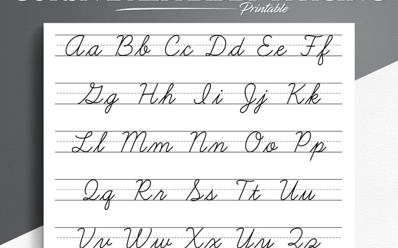 Cursive Alphabet Tracing Worksheet Printable Trace The Cursive Alphabet Cursive Practice Letter Tracing Tracing Worksheets Etsy