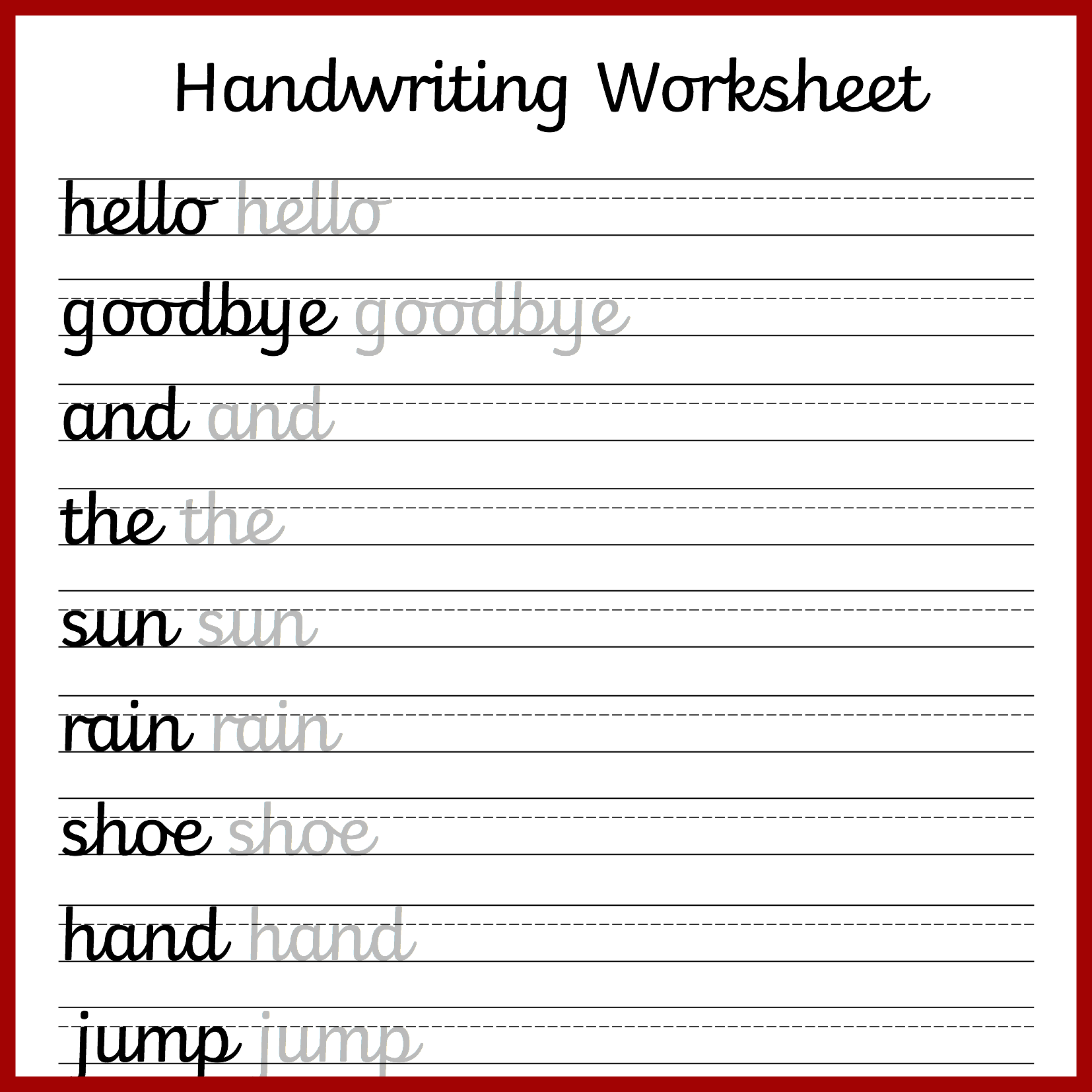 cursive writing worksheets free printable