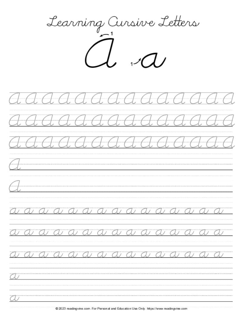 cursive letters printable sheet