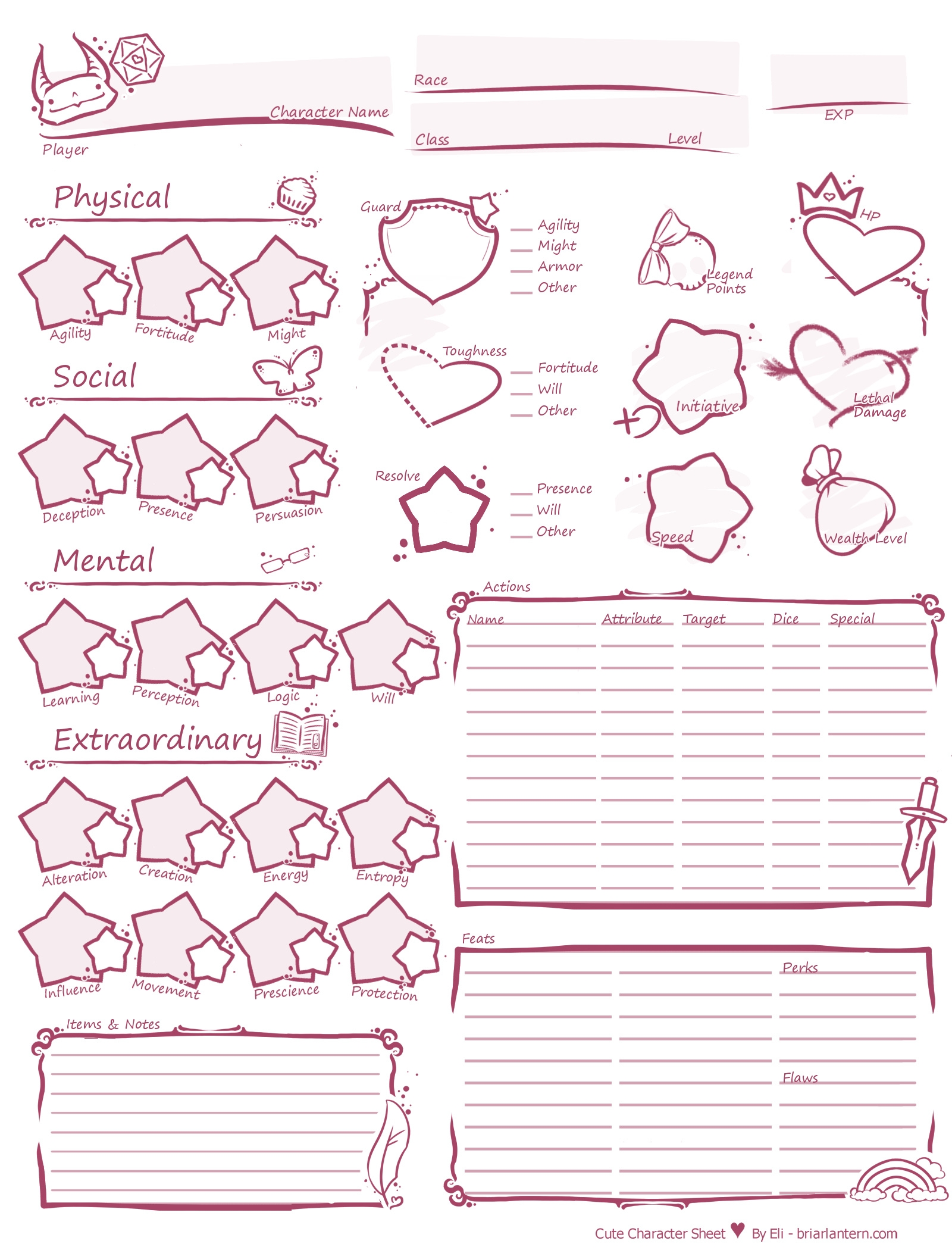 Cute Character Sheet Player Open Legend Community