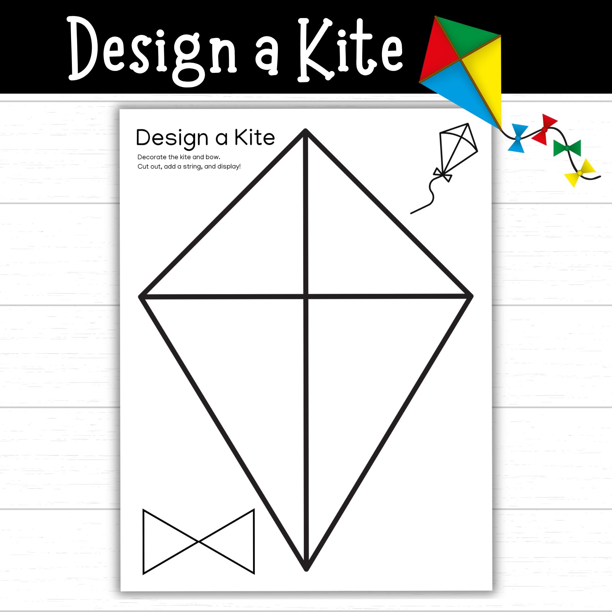 Design A Kite Printable Decorate A Kite Kite Craft Spring Kite Activity For Kids Kite Template Kite Coloring Page Build A Kite PDF Etsy Israel