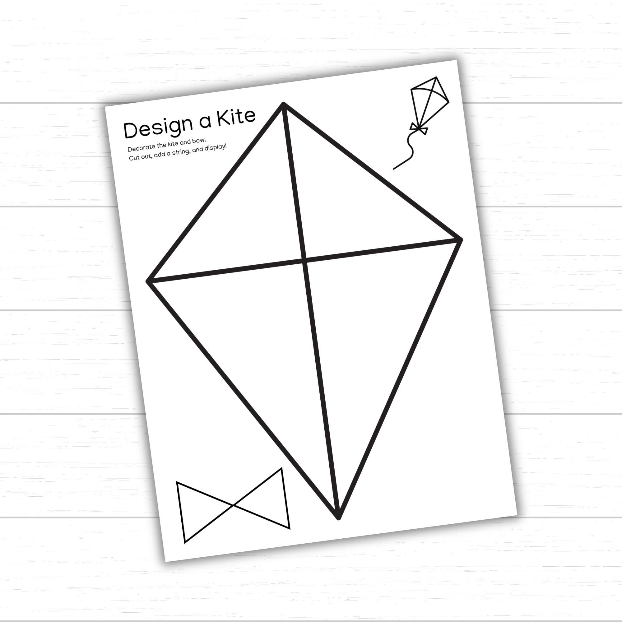 Design A Kite Printable Decorate A Kite Kite Craft Spring Kite Activity For Kids Kite Template Kite Coloring Page Build A Kite PDF Etsy