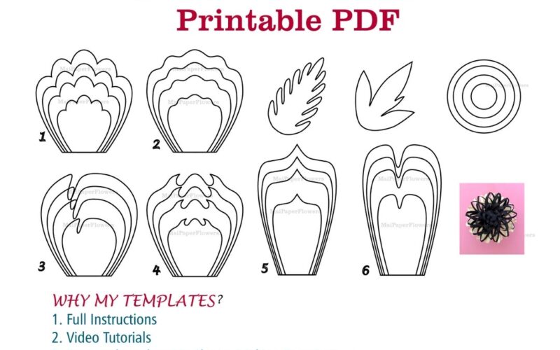 Digital Paper Flower Template PDF Paper Flower Bundles Giant Paper Flowers Large Paper Flowers Printable Big Paper Flowers Printable Flowers Etsy