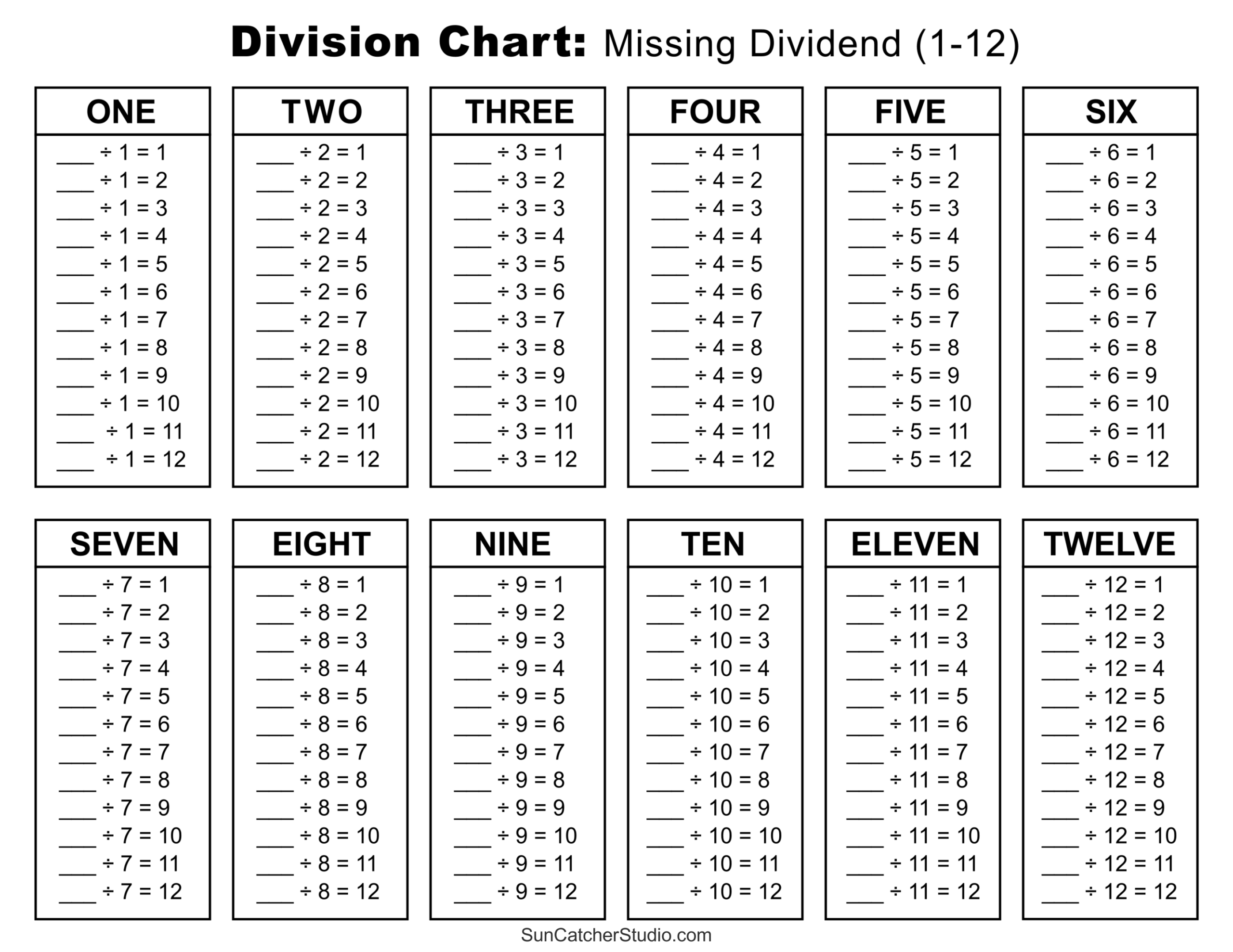 math division worksheets printable