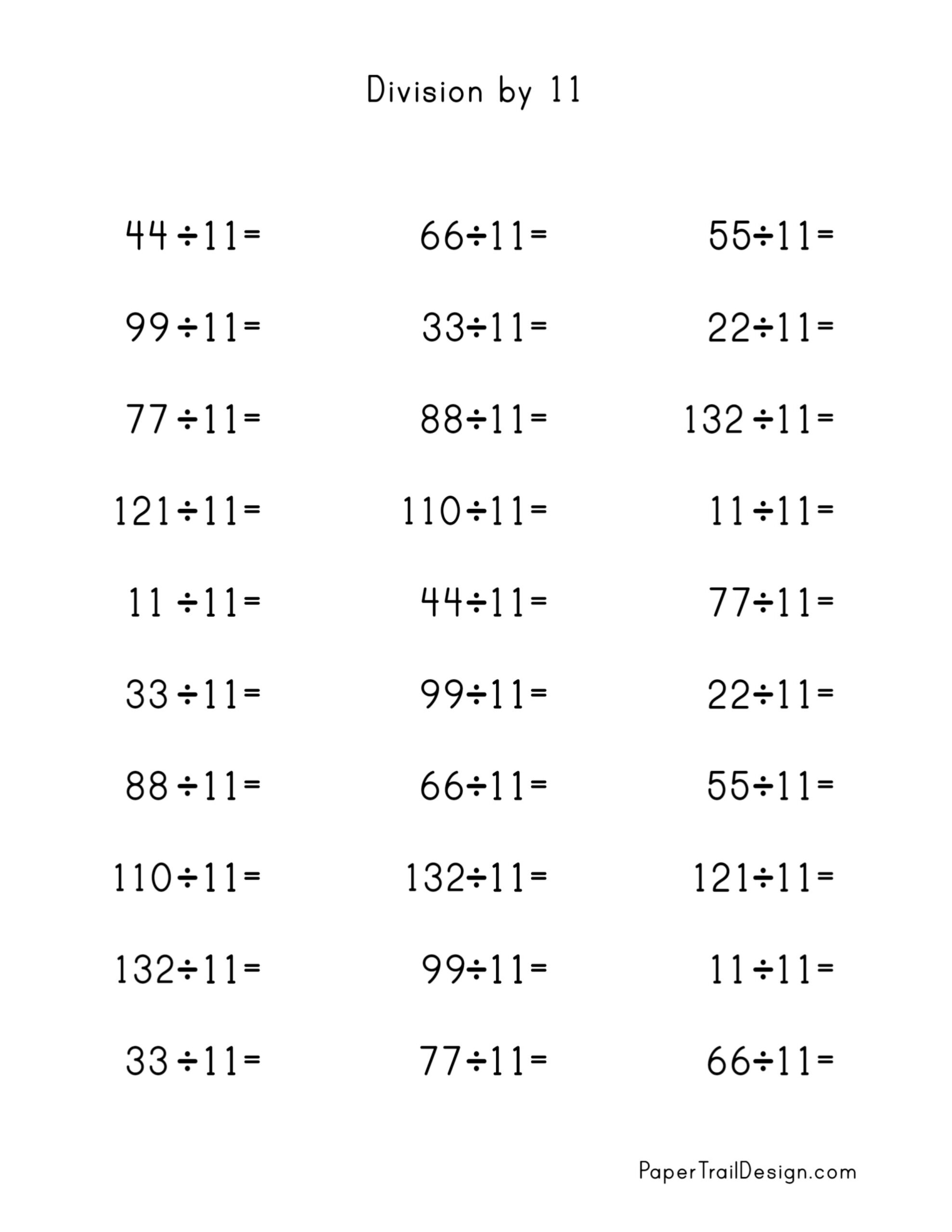 Division Worksheets For Division Facts 1 12 Paper Trail Design