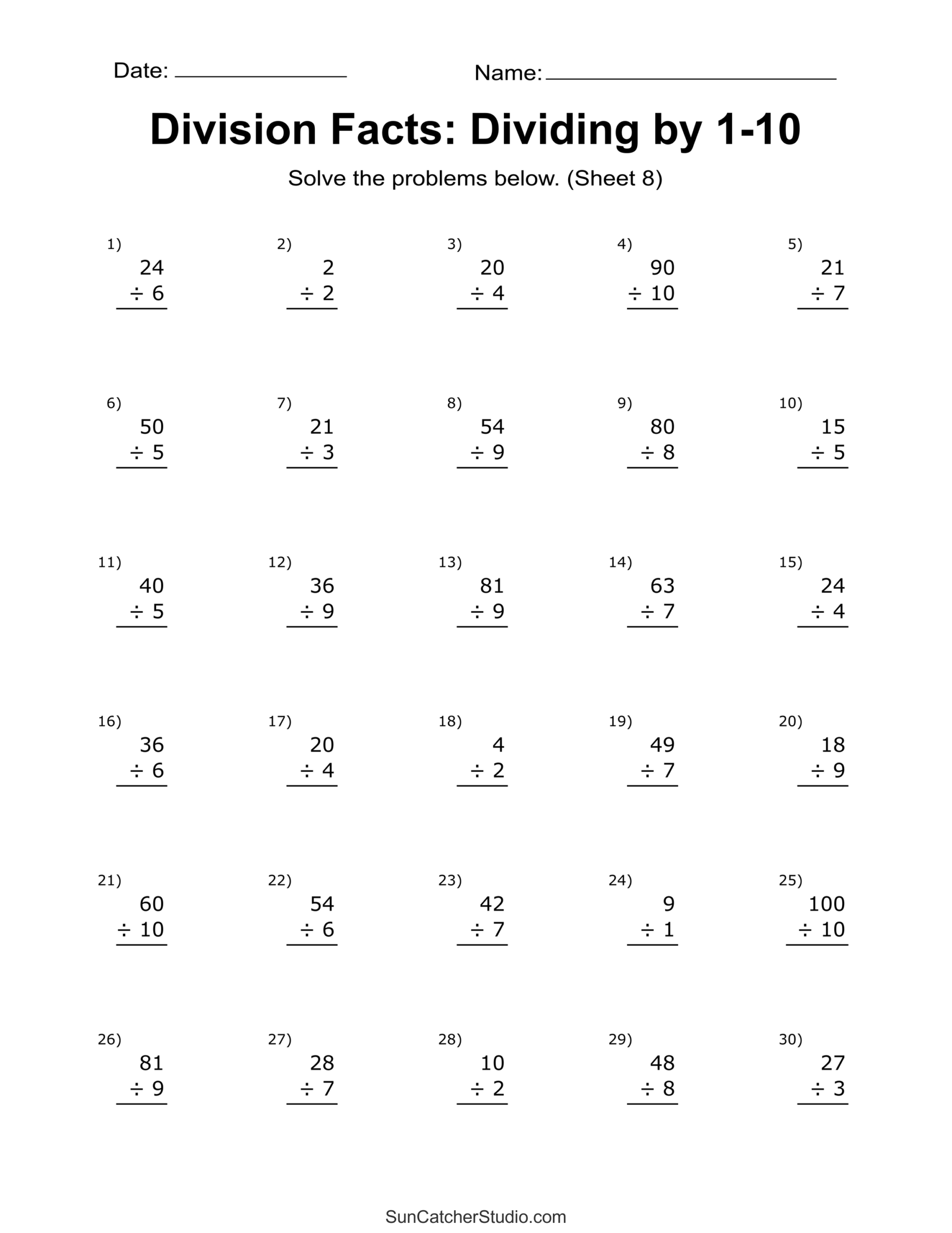 Division Worksheets Problems Free Printable Math Drills Free Printables Monograms Design Tools Patterns DIY Projects