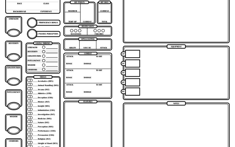Dnd 5E Character Sheet Compact Half Sheet Etsy