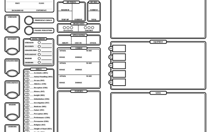 Dnd 5E Character Sheet Compact Half Sheet Etsy