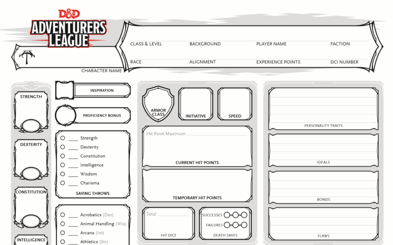 Dungeons Dragons Character Sheet Edel Alon