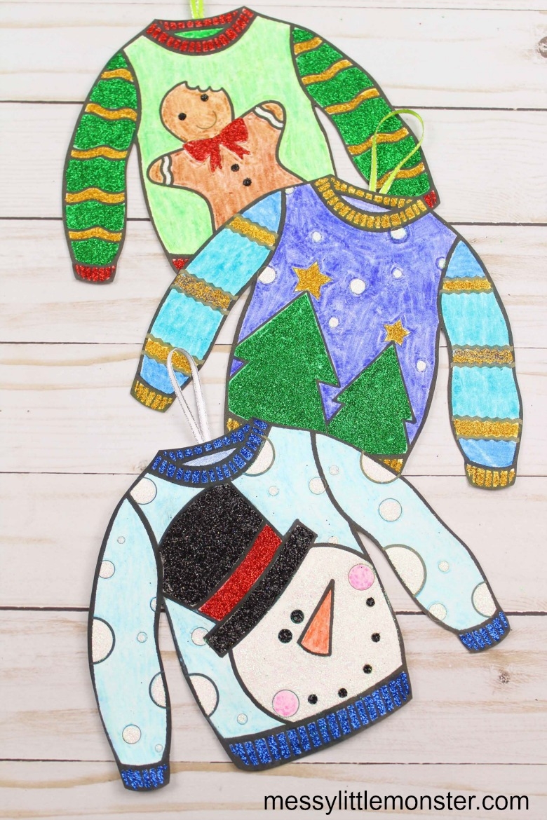 Easy Ugly Sweater Ornament Printable Ugly Sweater Template Included Messy Little Monster Easy Ugly Sweater Ornament Printable Ugly Sweater Template Included Messy Little Monster
