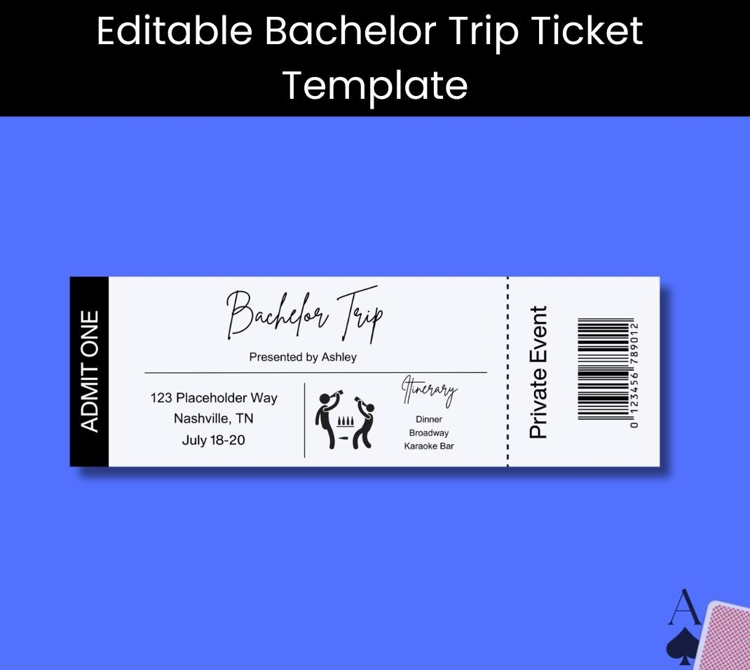 Editable Bachelor Party Ticket Template Printable VIP Admission Ticket For Grooms Boys Night Etsy
