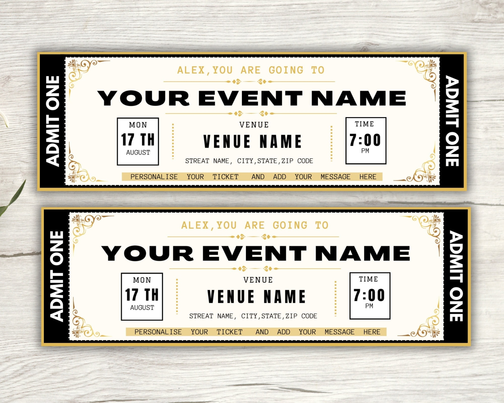 Editable Event Ticket Template Printable Ticket Gift Ticket Concert Ticket Template Surprise Ticket Invitation Ticket Instant Download Etsy