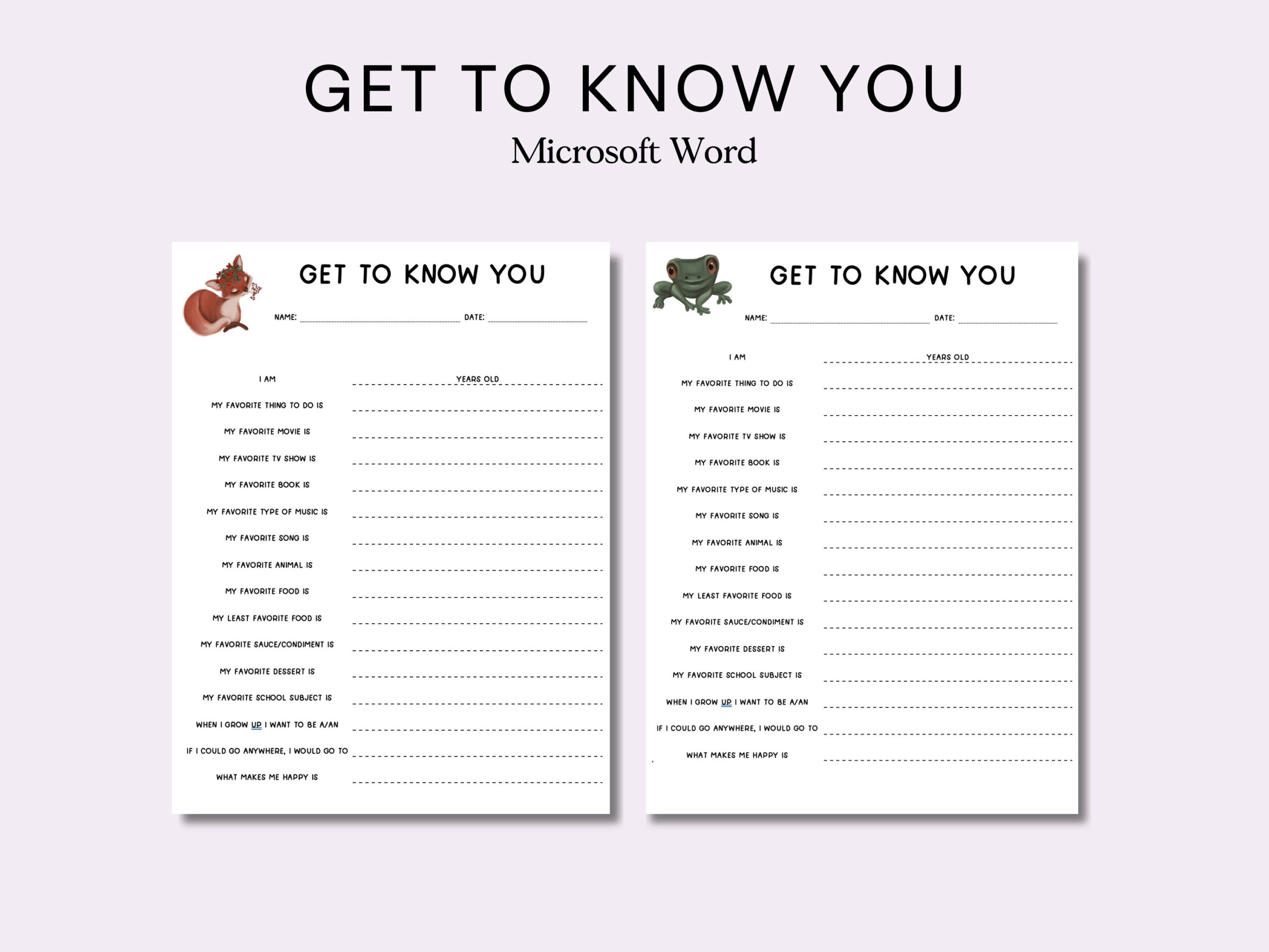 get to know you worksheet free printable get to know you worksheet free printable