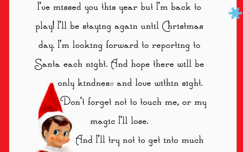 Elf On The Shelf Letter free Printable