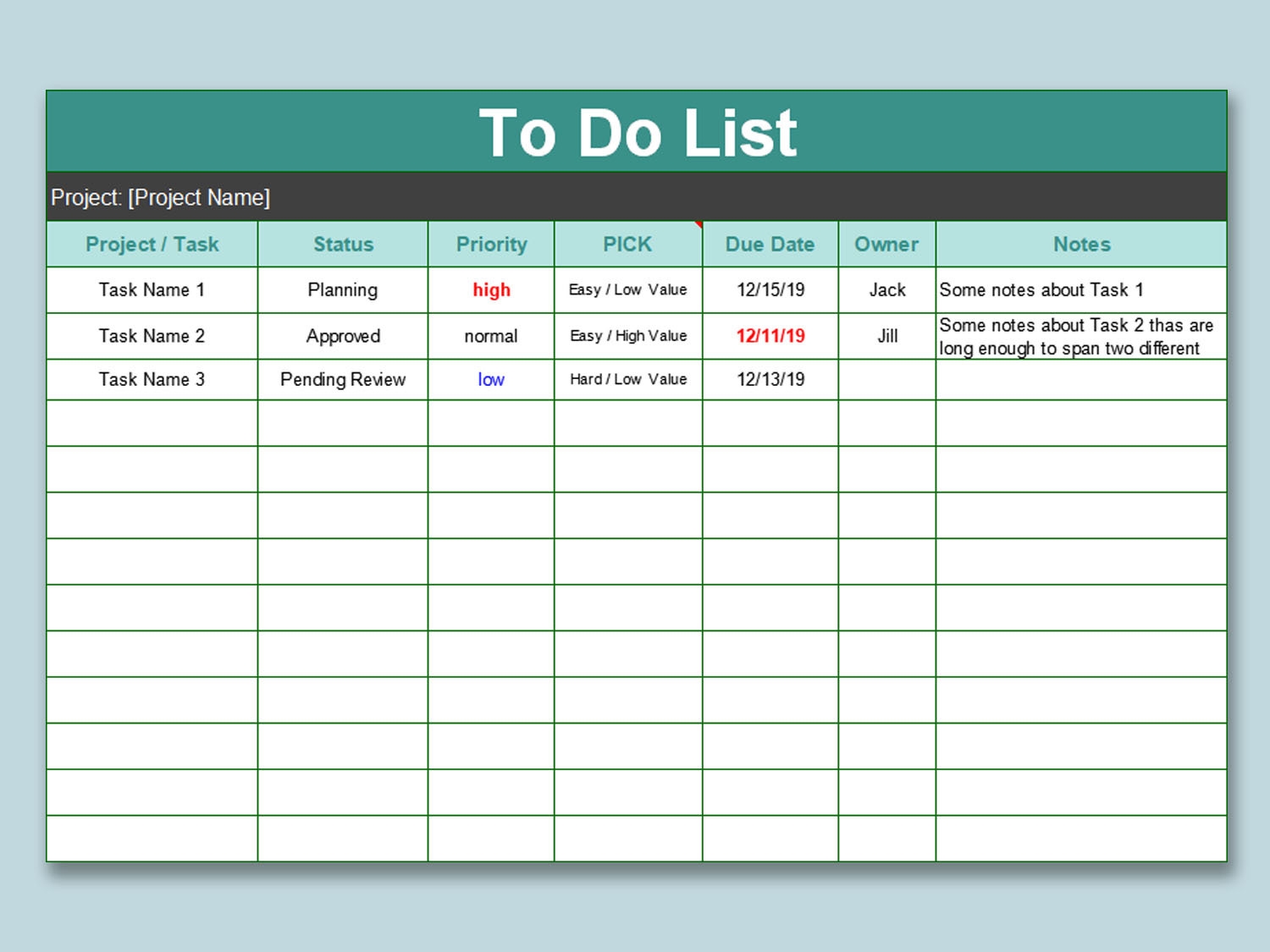 EXCEL Of Printable To Do List xlsx WPS Free Templates
