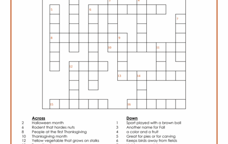 Fall Crossword Puzzle Intermediate My Printable Puzzles