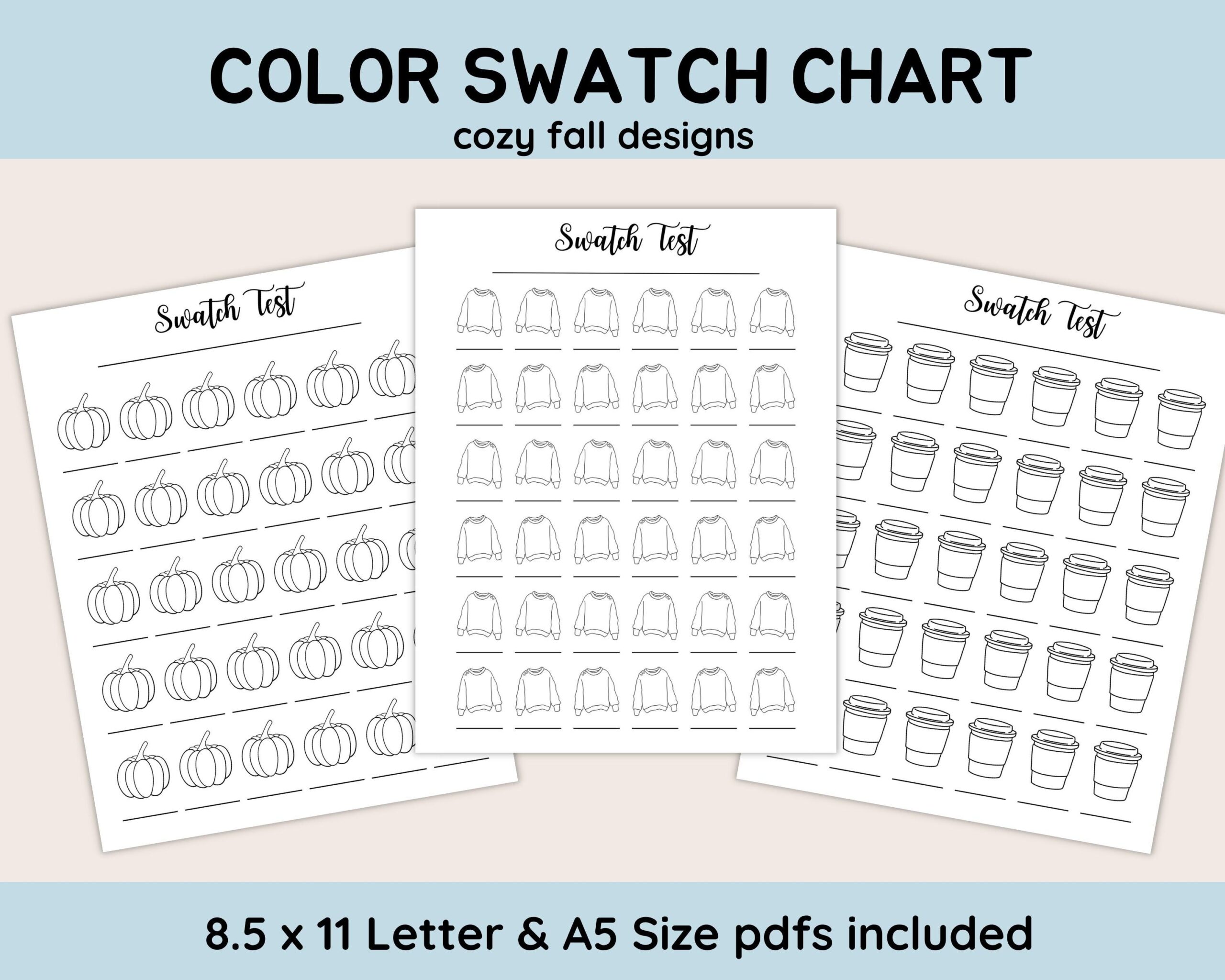 Fall Theme Marker Swatch Chart Alcohol Marker Pen Pencil PDF Download Etsy