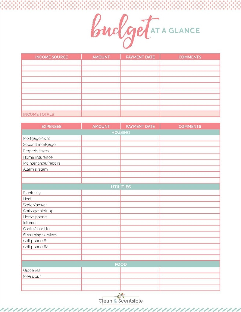 best free printable budget worksheet pdf