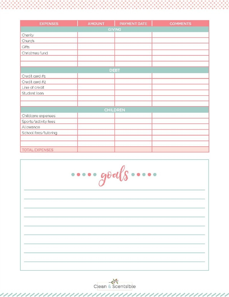 Family Binder Budgeting Printables Clean And Scentsible Family Binder Budgeting Printables Clean And Scentsible