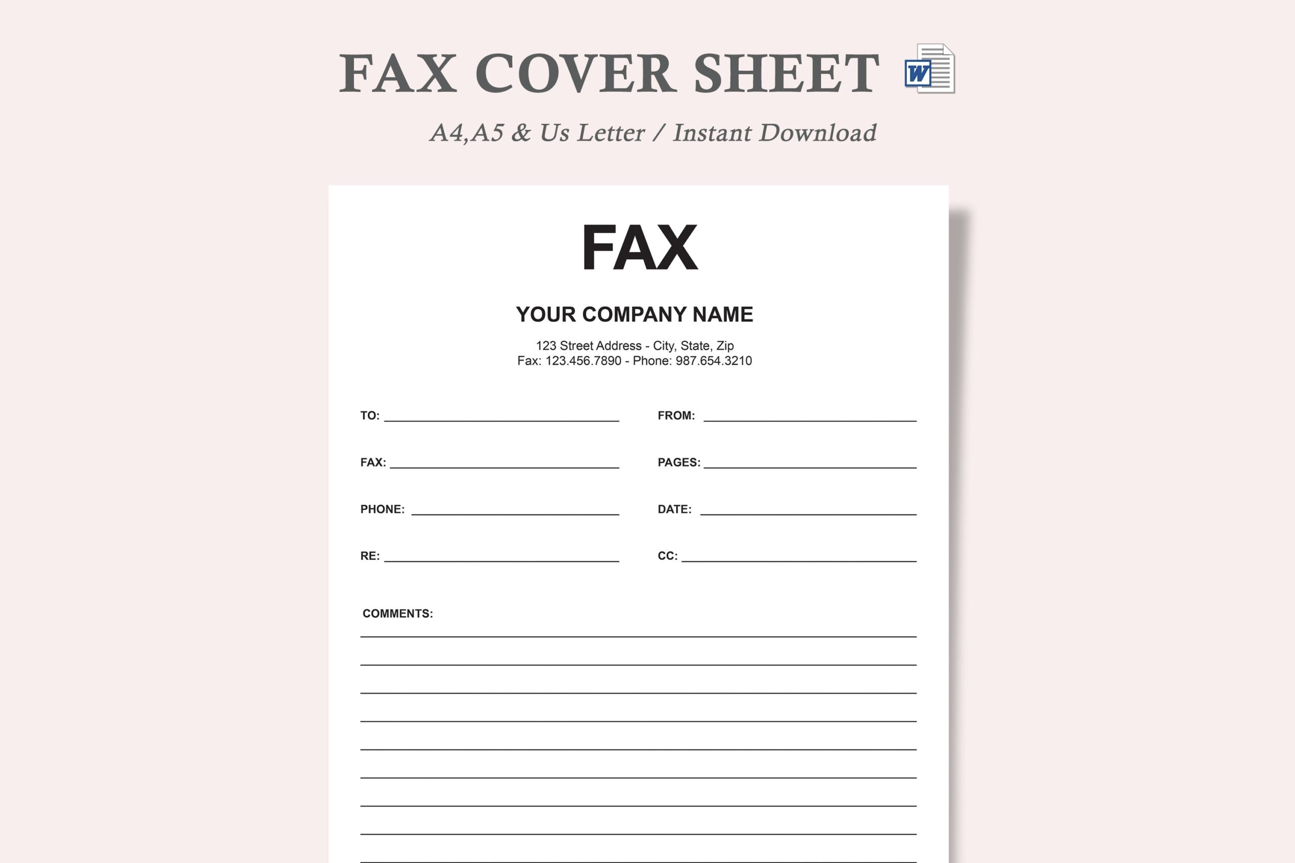 Fax Cover Sheet fax Cover Template fax Cover Sheet Form fax Cover Sheet Pdf Etsy