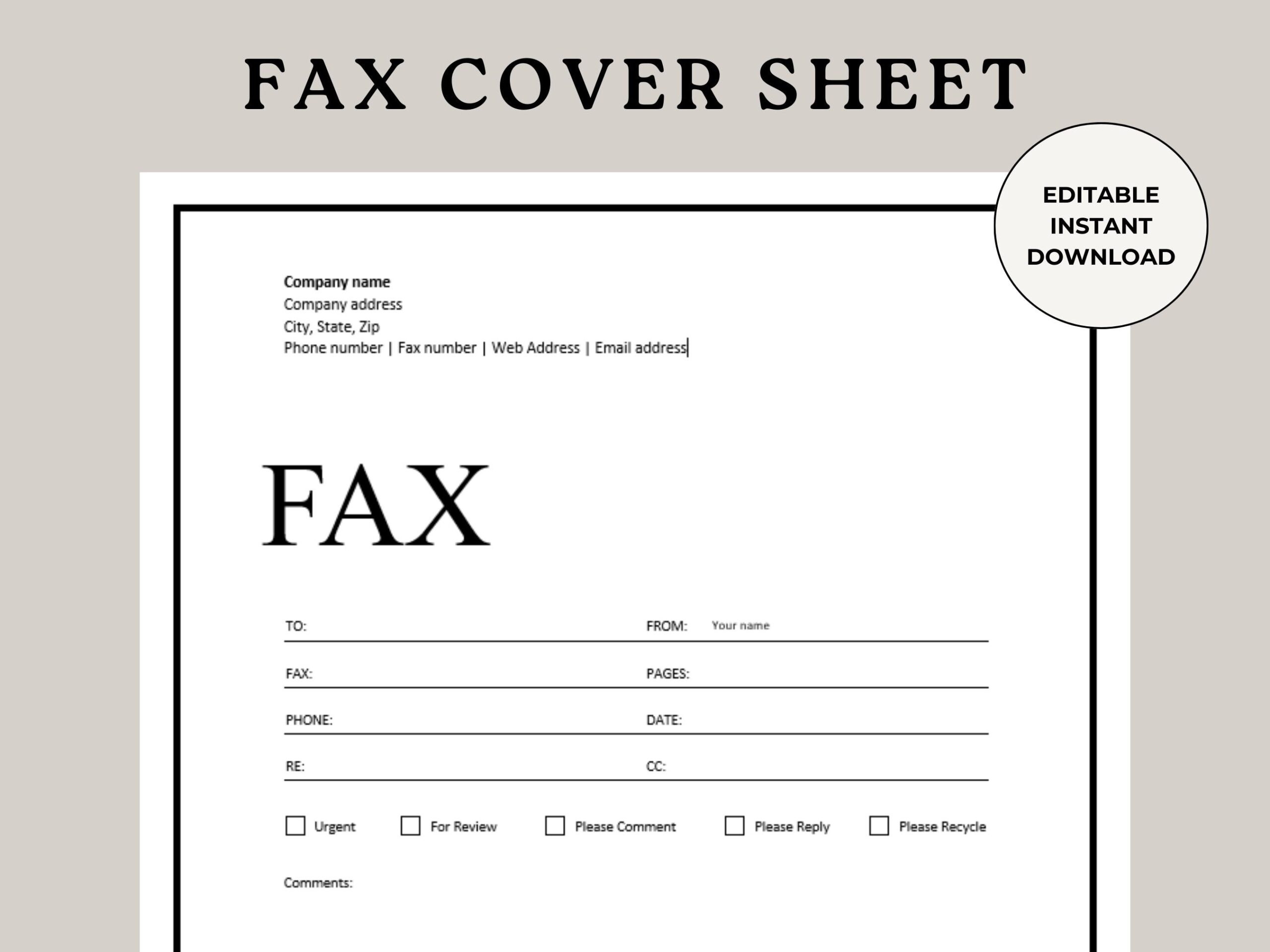 fax cover sheet printable