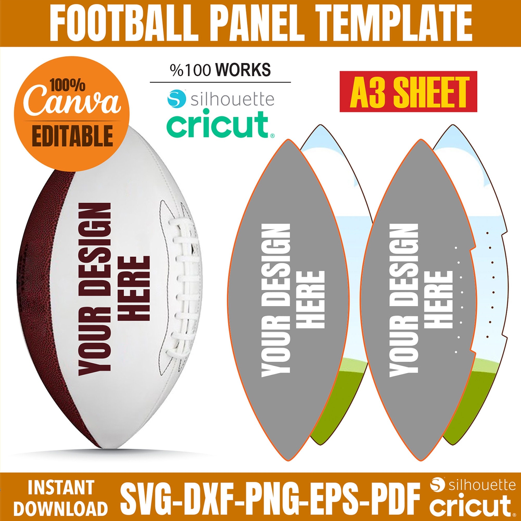 Football Panel Template DIY Photo Ball Wrap digital Download Etsy