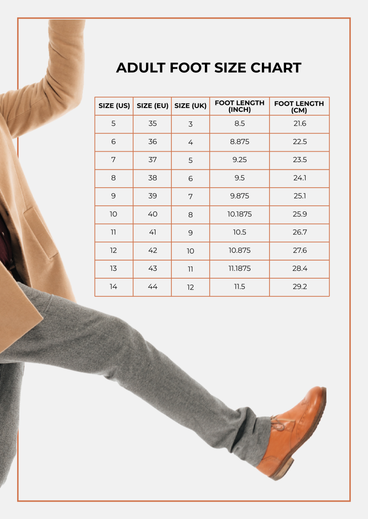 Free Adult Foot Size Chart Template To Edit Online Free Adult Foot Size Chart Template To Edit Online