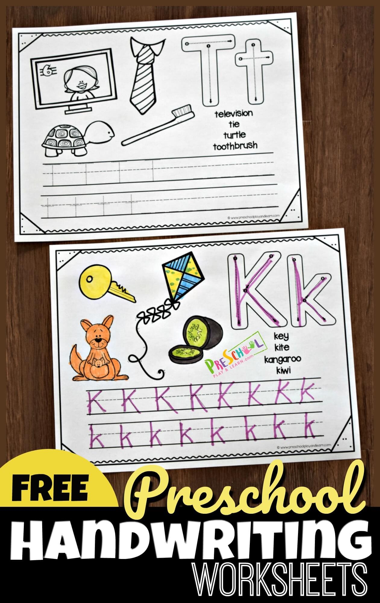 free printable handwriting worksheets for kindergarten