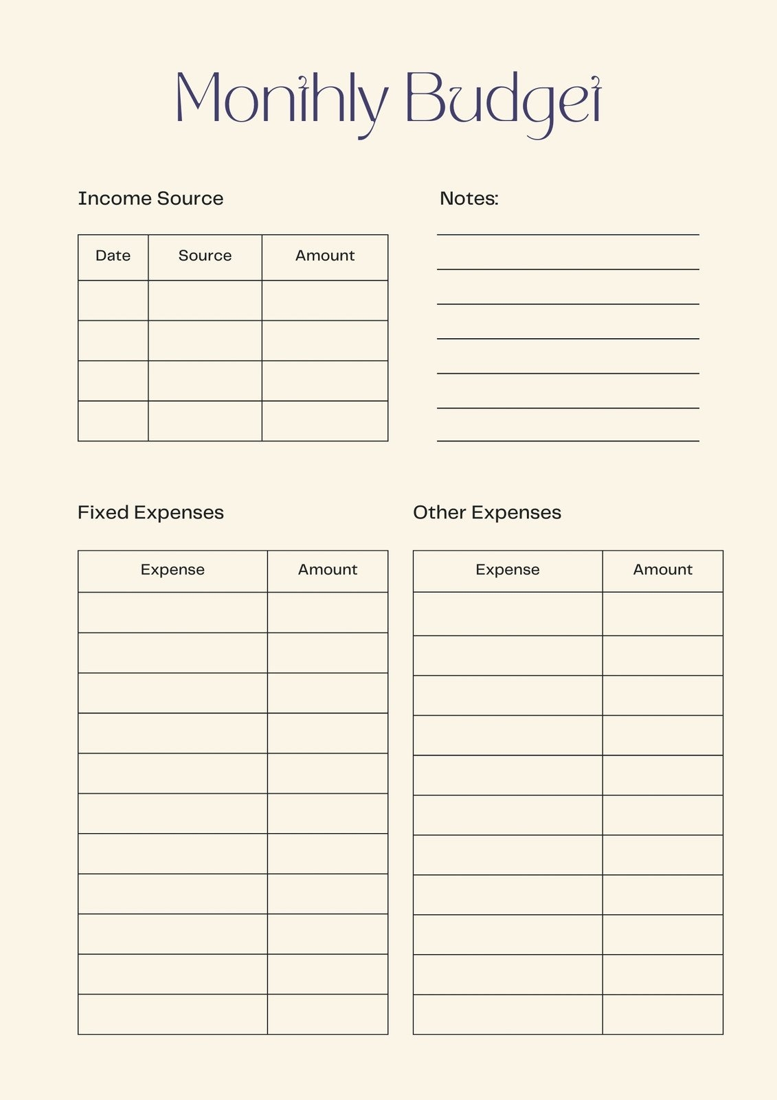 budget worksheets free printable