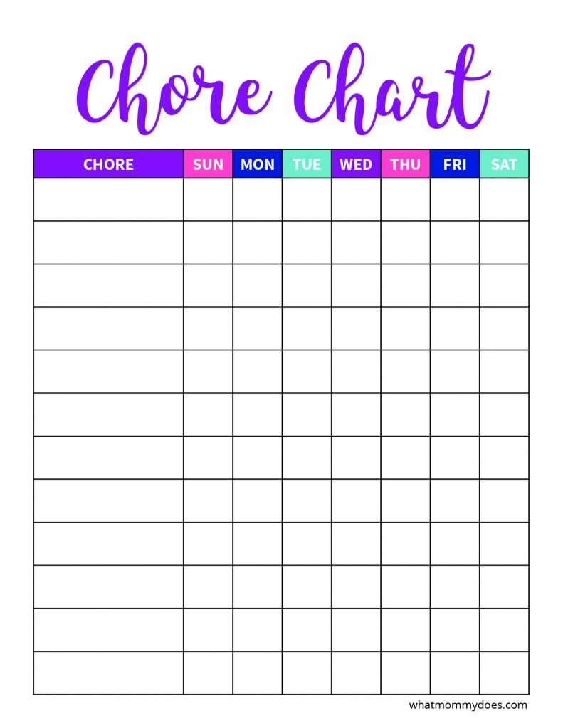 free printable chore chart template free printable chore chart template