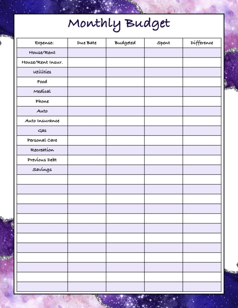 Free Budgeting Printables Expenses Goals Monthly Budget