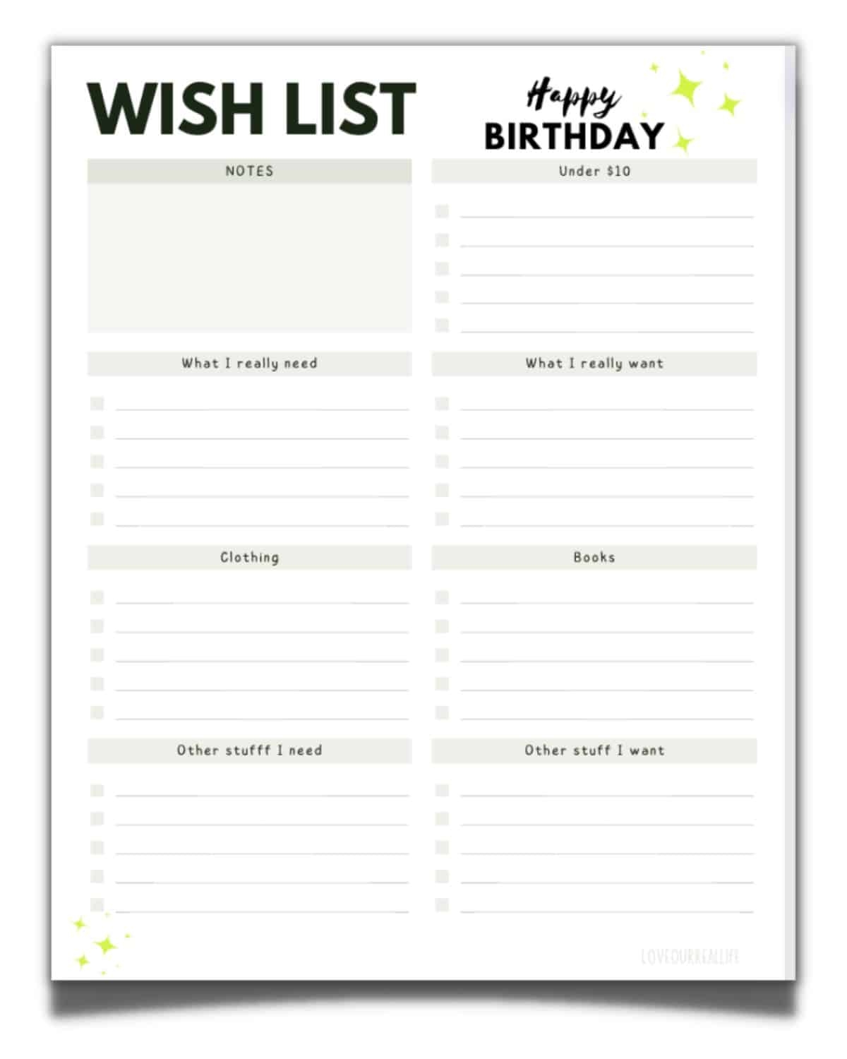 FREE Christmas Wish List Printable Template For Gift List Love Our Real Life