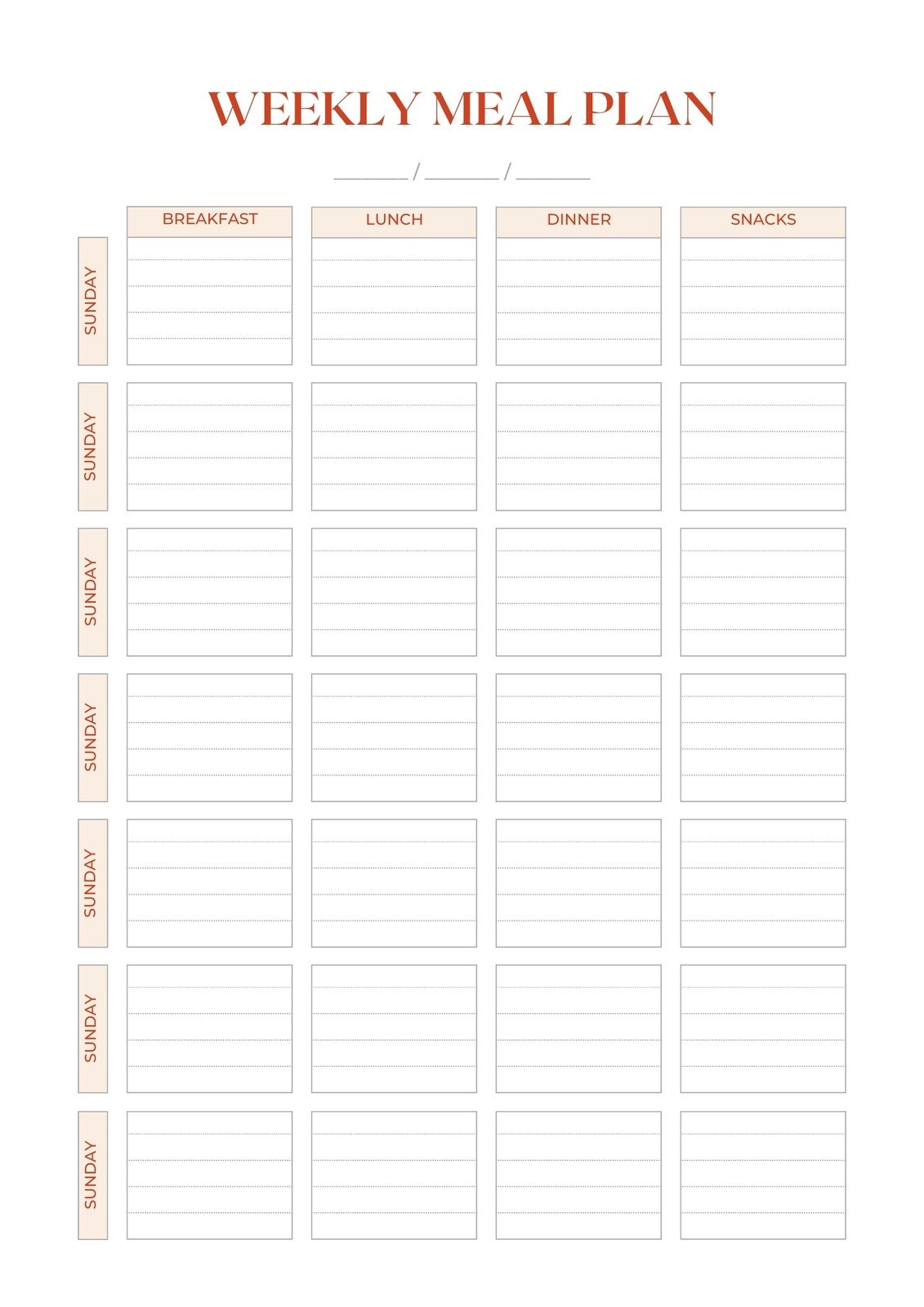 meal planner template printable