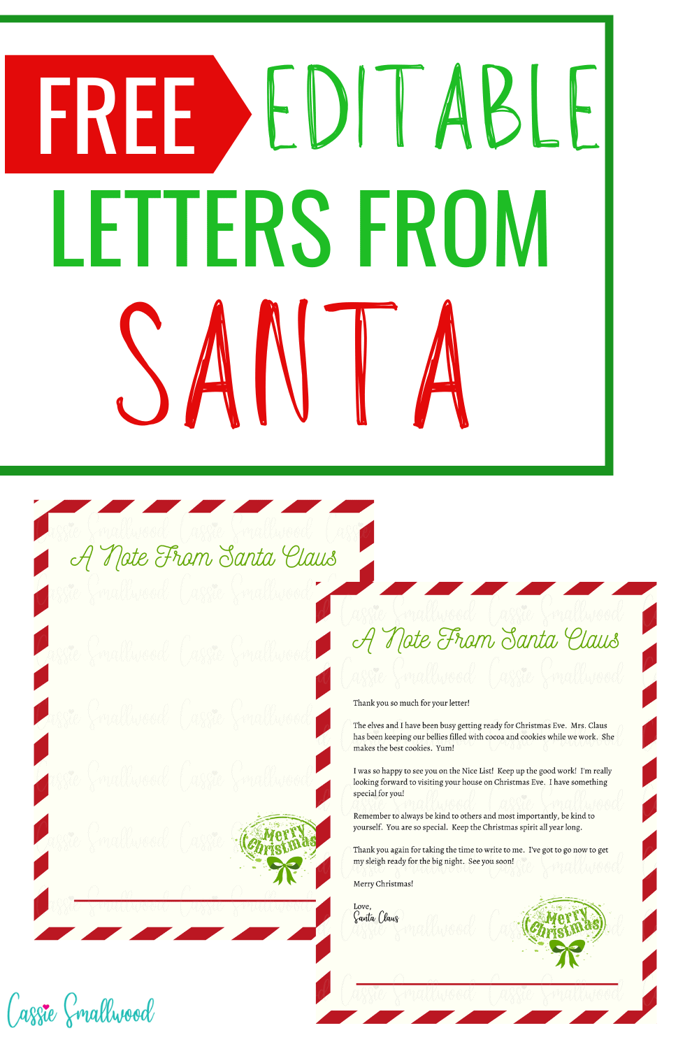 Free Editable Letter From Santa Template Cassie Smallwood Free Editable Letter From Santa Template Cassie Smallwood