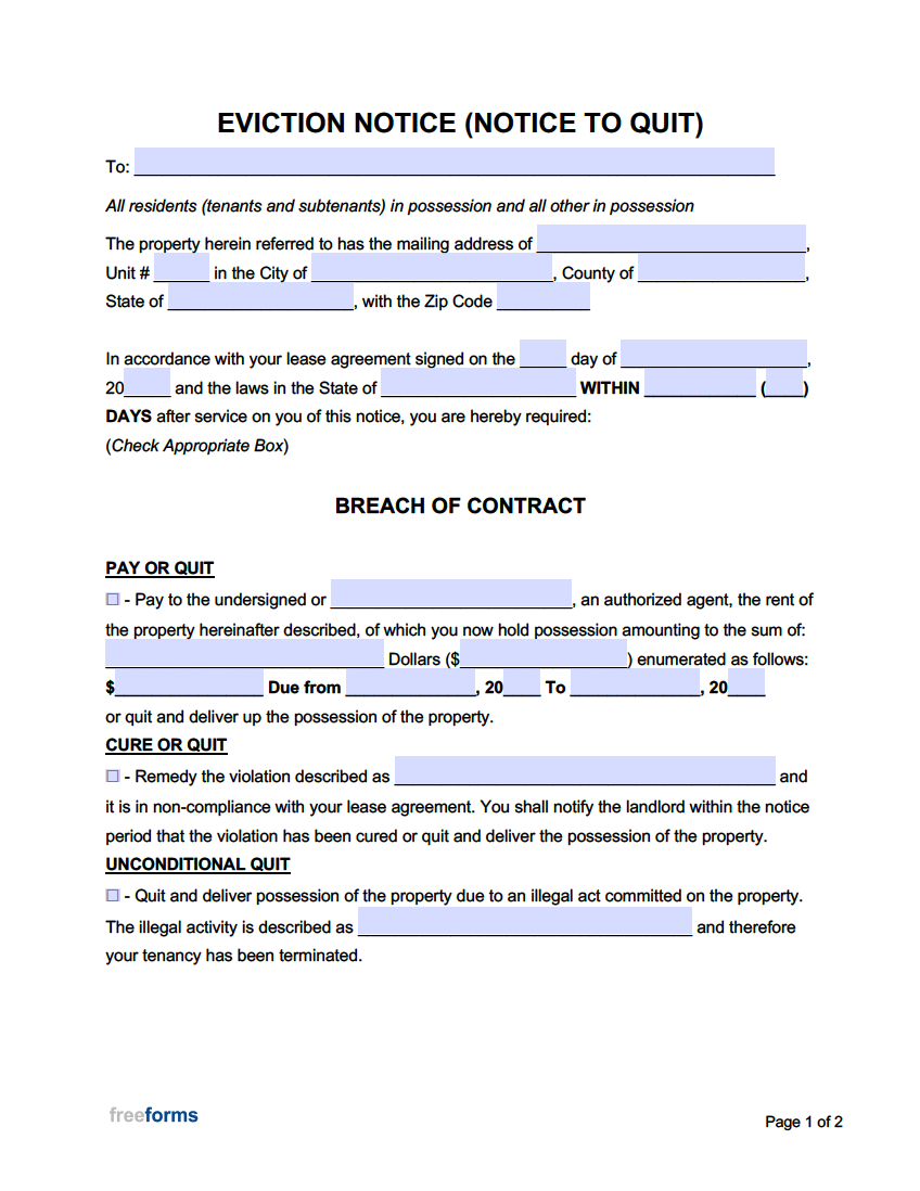 Free Eviction Notice Templates PDF Word Free Eviction Notice Templates PDF Word