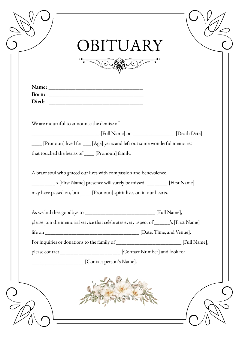 Free Fill In The Blank Obituary Template To Edit Online Free Fill In The Blank Obituary Template To Edit Online