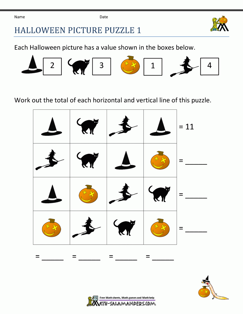 Free Halloween Math Worksheets Free Halloween Math Worksheets