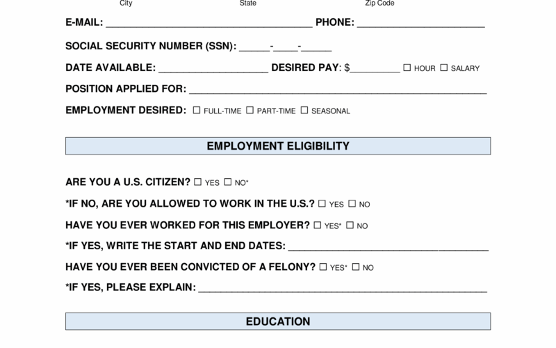 Free Job Application Forms 2 PDF Word EForms
