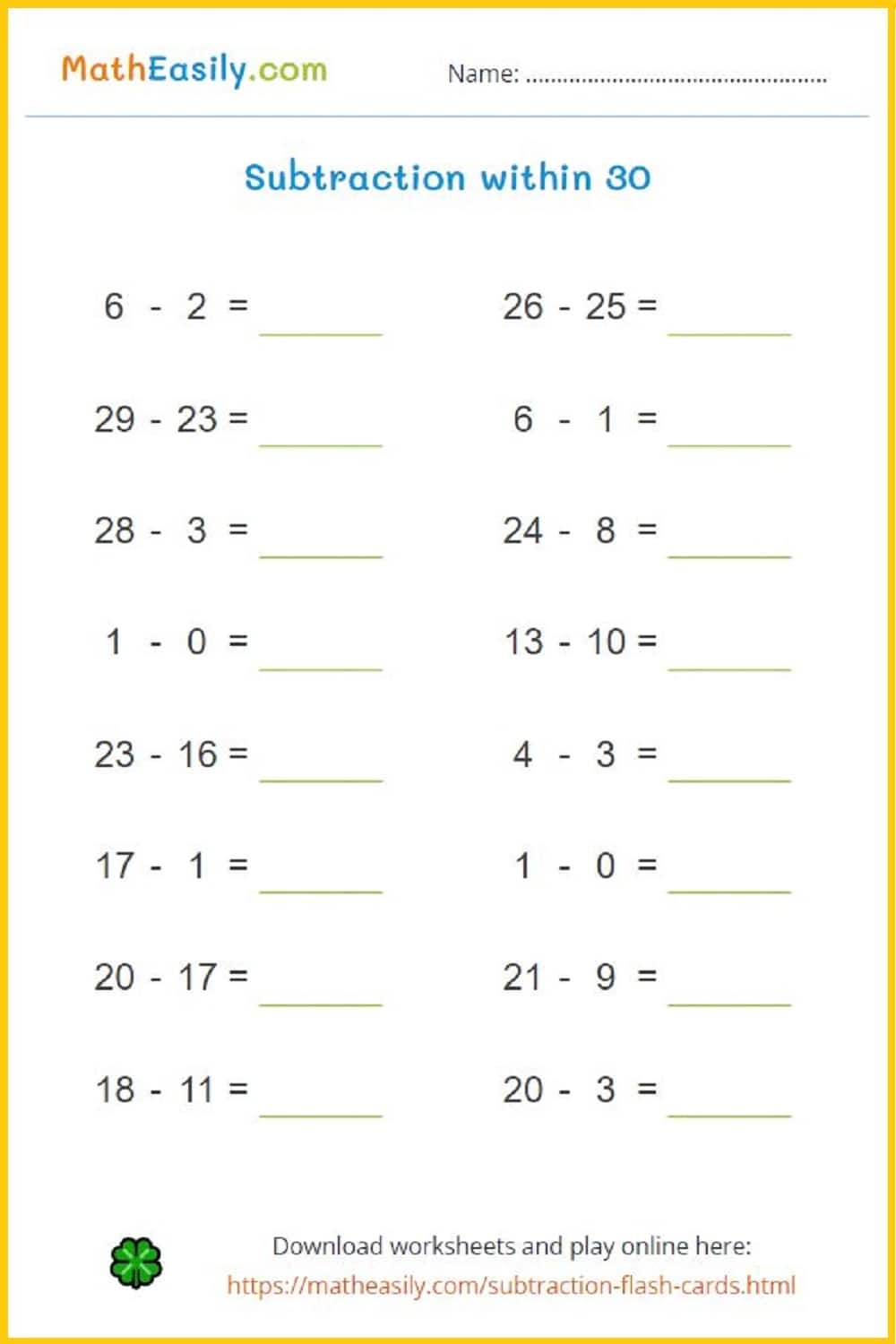 Free Math Worksheets For Kids 