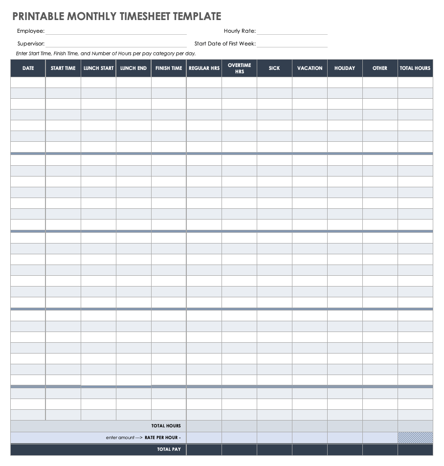 time sheets printable